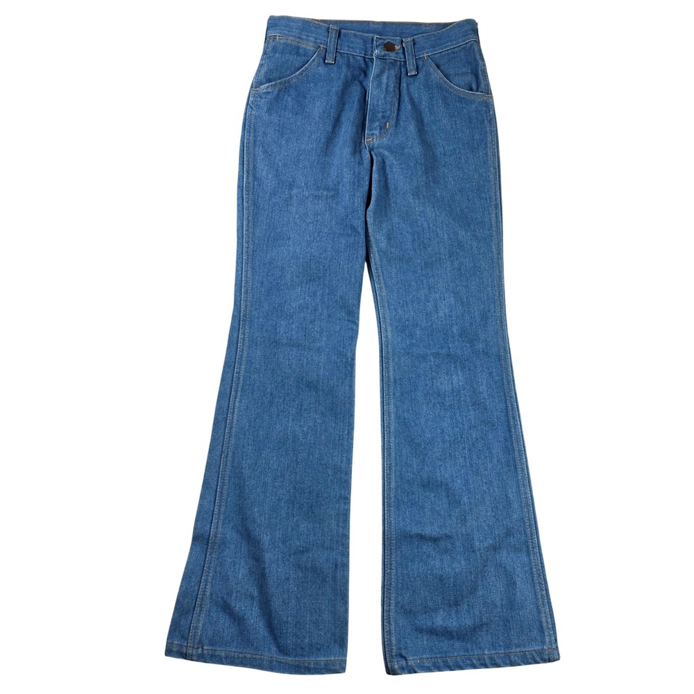 Wrangler Vintage 70s High Rise Flare Leg Jeans Blue 28 (26) x30 (29) Bell Bottom